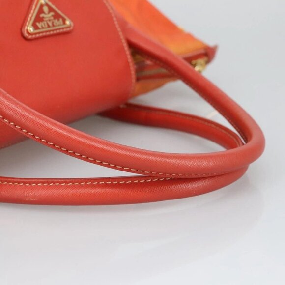 PRADA Hand Bag Nylon Leather 2way Orange Auth 99127 - Picture 8 of 16